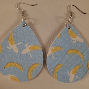 Handmade faux leather banana foodie earrings